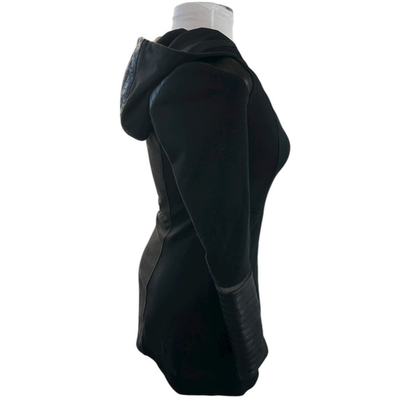 Blanc Noir Traveler Jacket Hooded Open Front Asymmetric Zip Padded Black Small - Picture 9 of 15